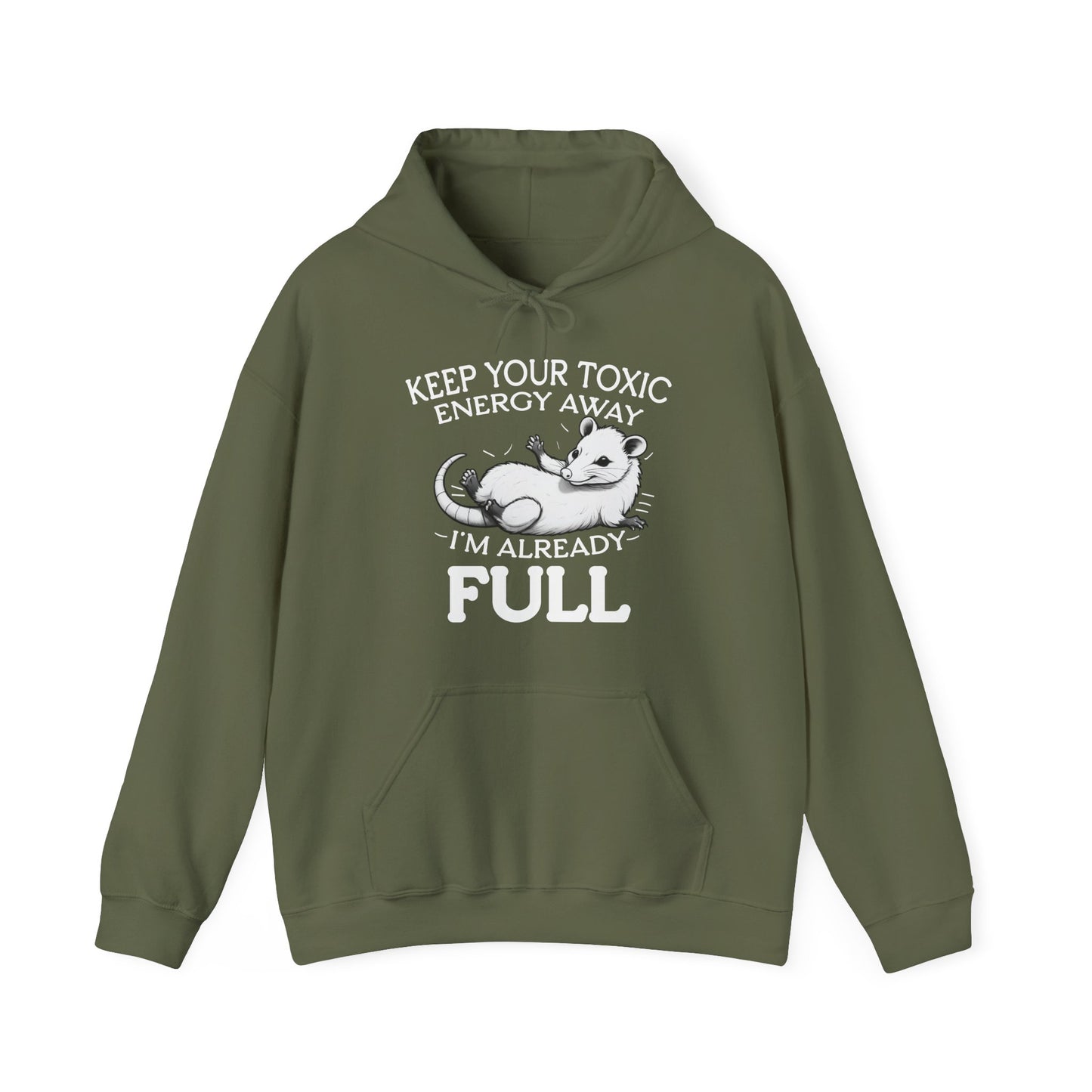 Green hoodie with a graphic and text on a white background
