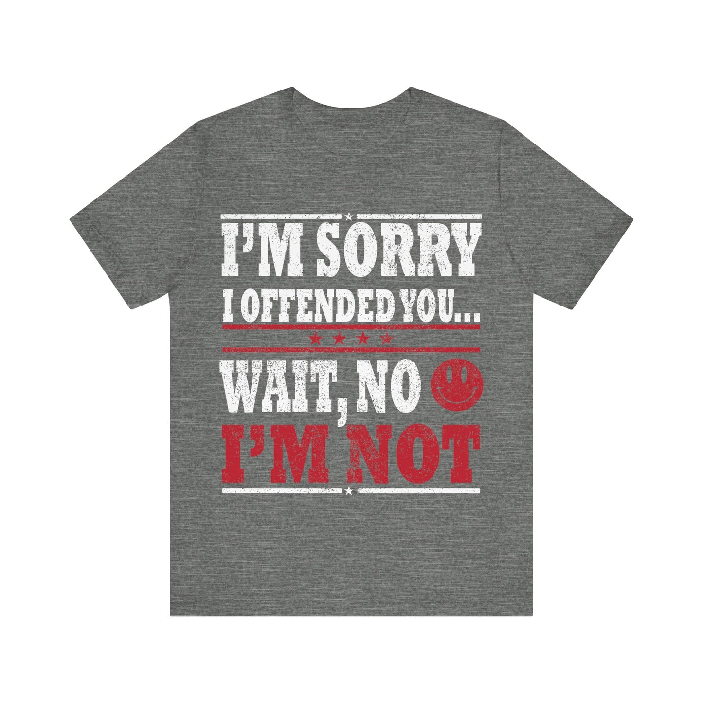 Gray t-shirt with humorous text design on a white background