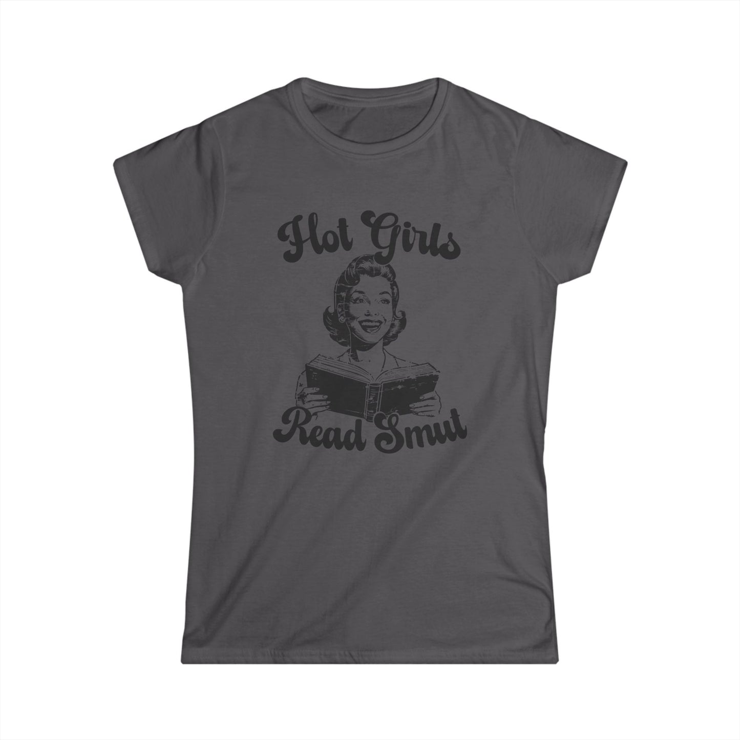 Gray t-shirt with graphic design and text on a white background
