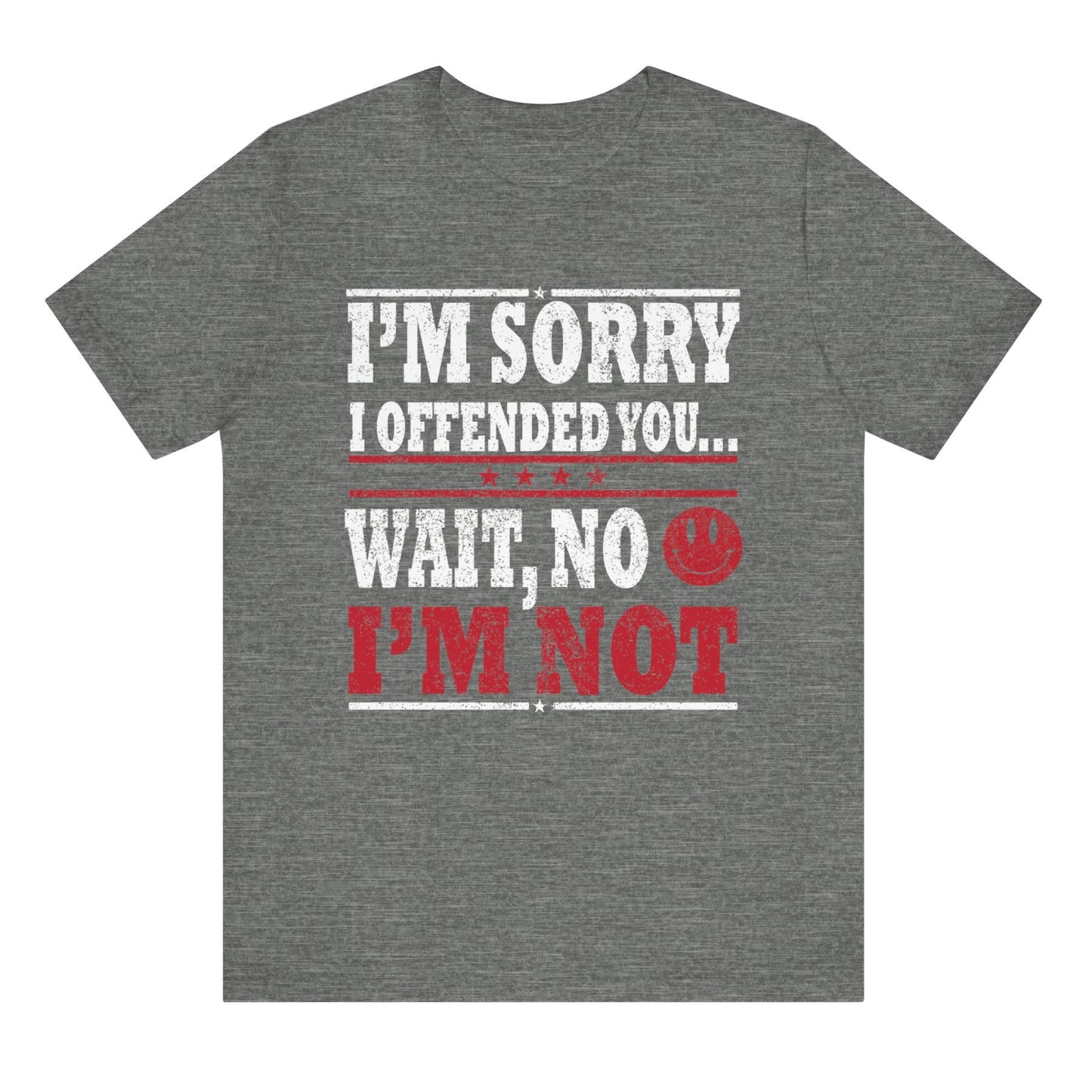 Gray t-shirt with humorous text design on a white background