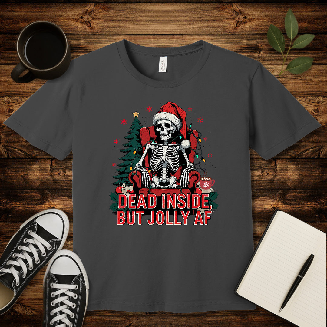 Dead Inside But Jolly AF T-Shirt-T-Shirt-Asphalt-S-wearable sarcasm by Savage Tee Society