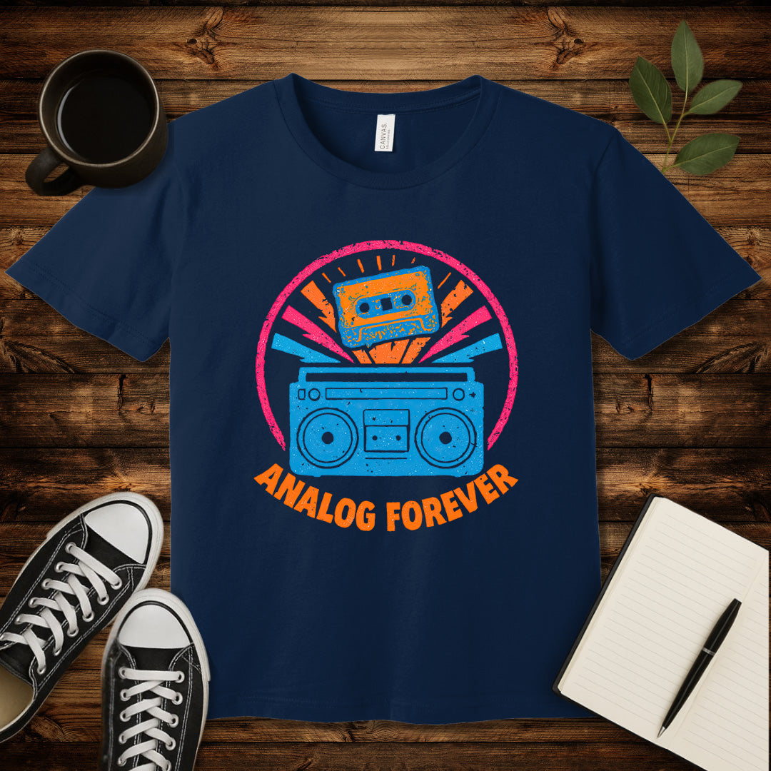 Analog Forever T-Shirt-T-Shirt-Navy-S-wearable sarcasm by Savage Tee Society