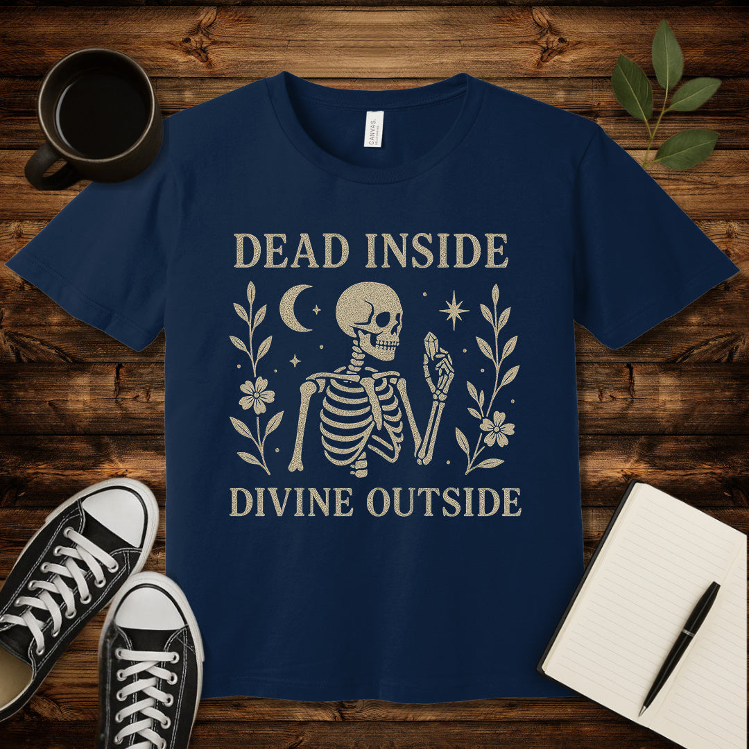 Dead Inside Divine Outside T-Shirt-T-Shirt-Navy-S-wearable sarcasm by Savage Tee Society