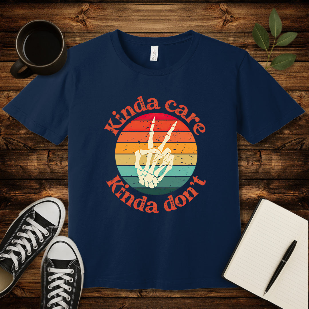 Kinda Care T-Shirt-T-Shirt-Navy-S-wearable sarcasm by Savage Tee Society