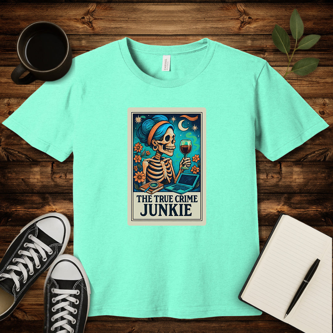 The True Crime Junkie T-Shirt-T-Shirt-Heather Mint-S-wearable sarcasm by Savage Tee Society
