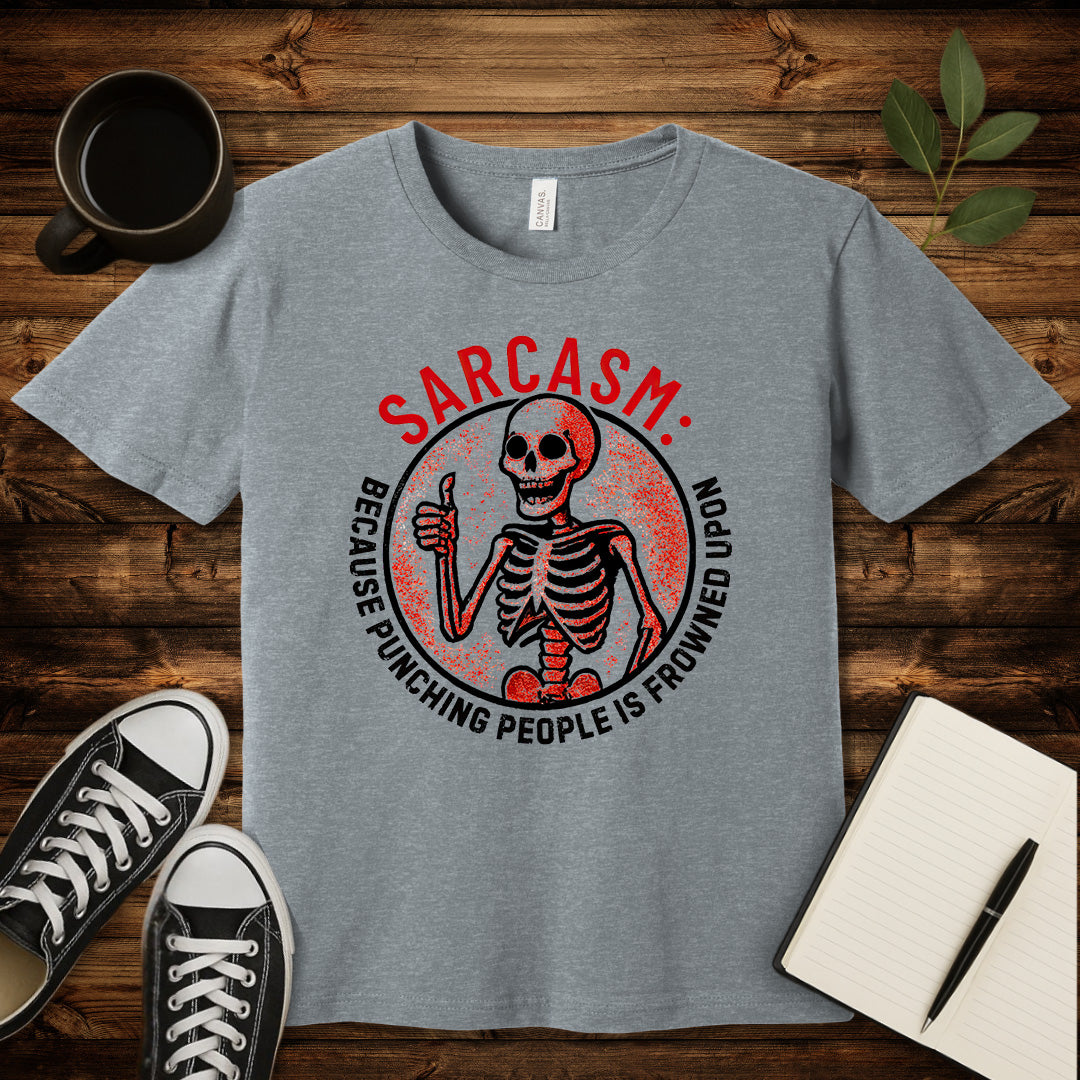 Sarcasm Skeleton T-Shirt-T-Shirt-Athletic Heather-S-wearable sarcasm by Savage Tee Society