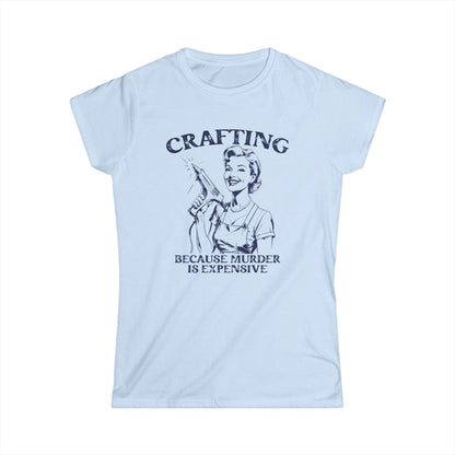 Light blue t-shirt with graphic design and text on a white background