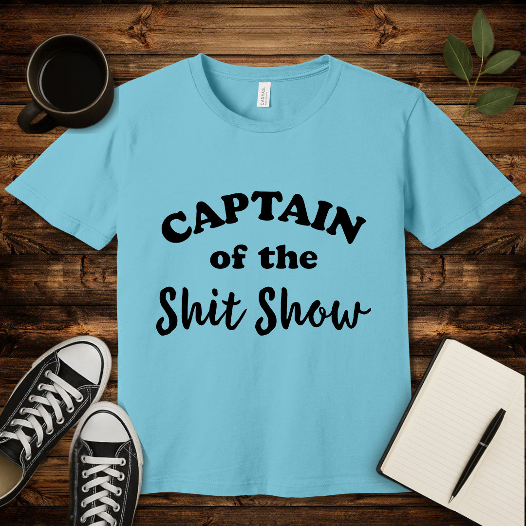 Captain of the Shit Show T-Shirt-T-Shirt-Turquoise-S-wearable sarcasm by Savage Tee Society