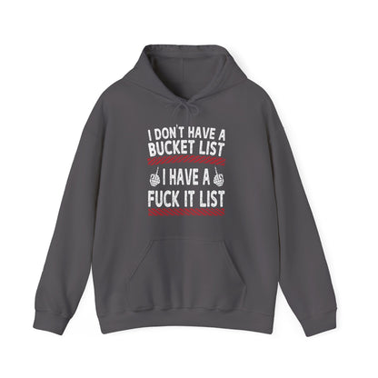 Gray hoodie with humorous text design on a white background