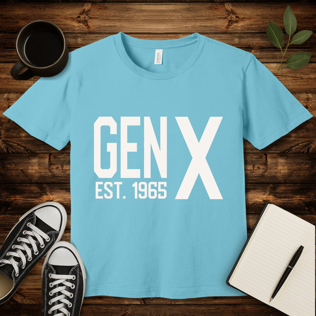 Gen X Est 1965 T-Shirt-T-Shirt-Turquoise-S-wearable sarcasm by Savage Tee Society