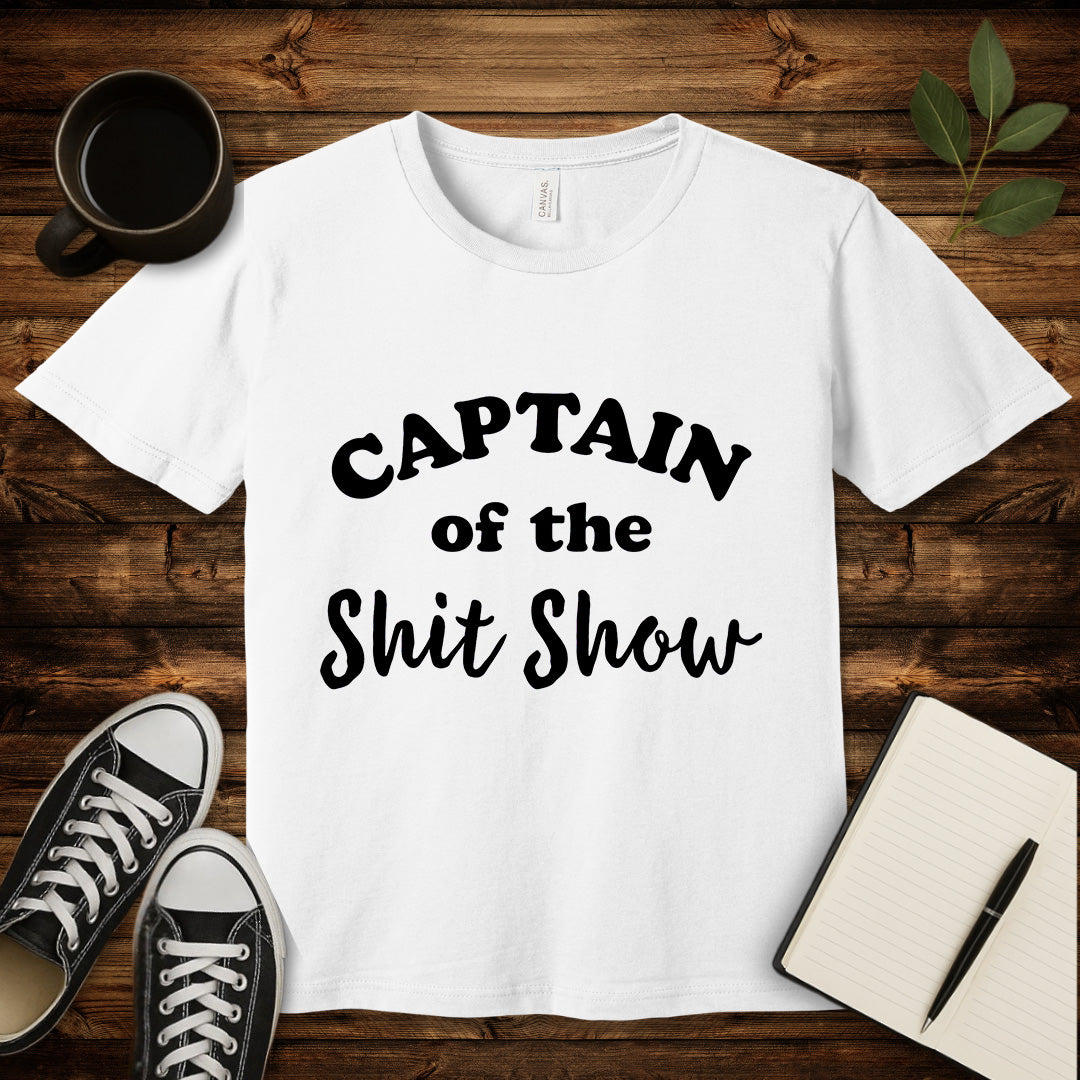 Captain of the Shit Show T-Shirt-T-Shirt-White-S-wearable sarcasm by Savage Tee Society
