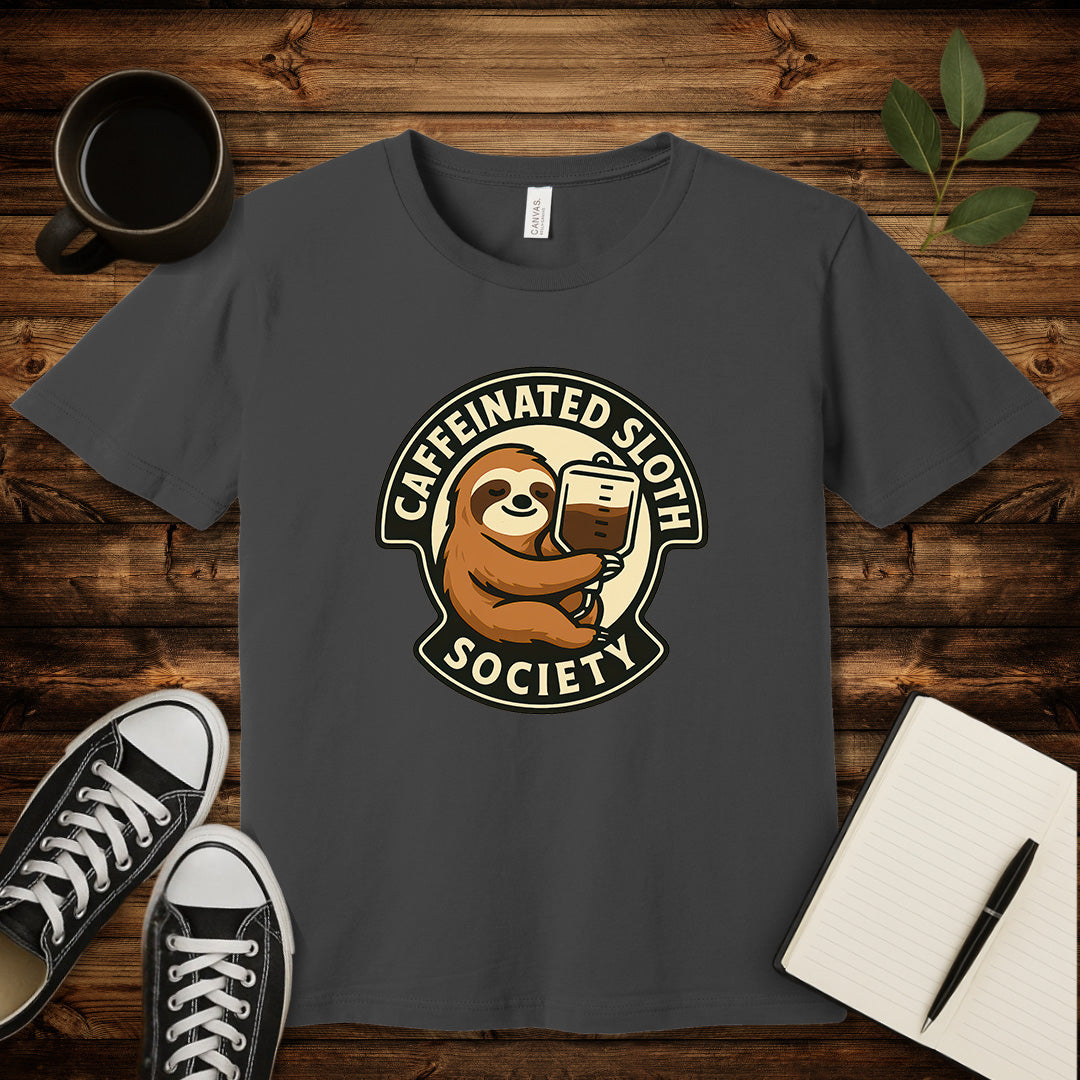 Caffeinated Sloth Society T-Shirt-T-Shirt-Asphalt-S-wearable sarcasm by Savage Tee Society