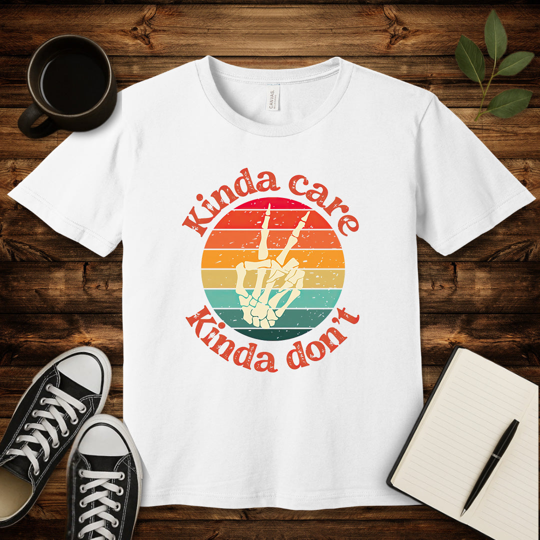 Kinda Care T-Shirt-T-Shirt-White-S-wearable sarcasm by Savage Tee Society