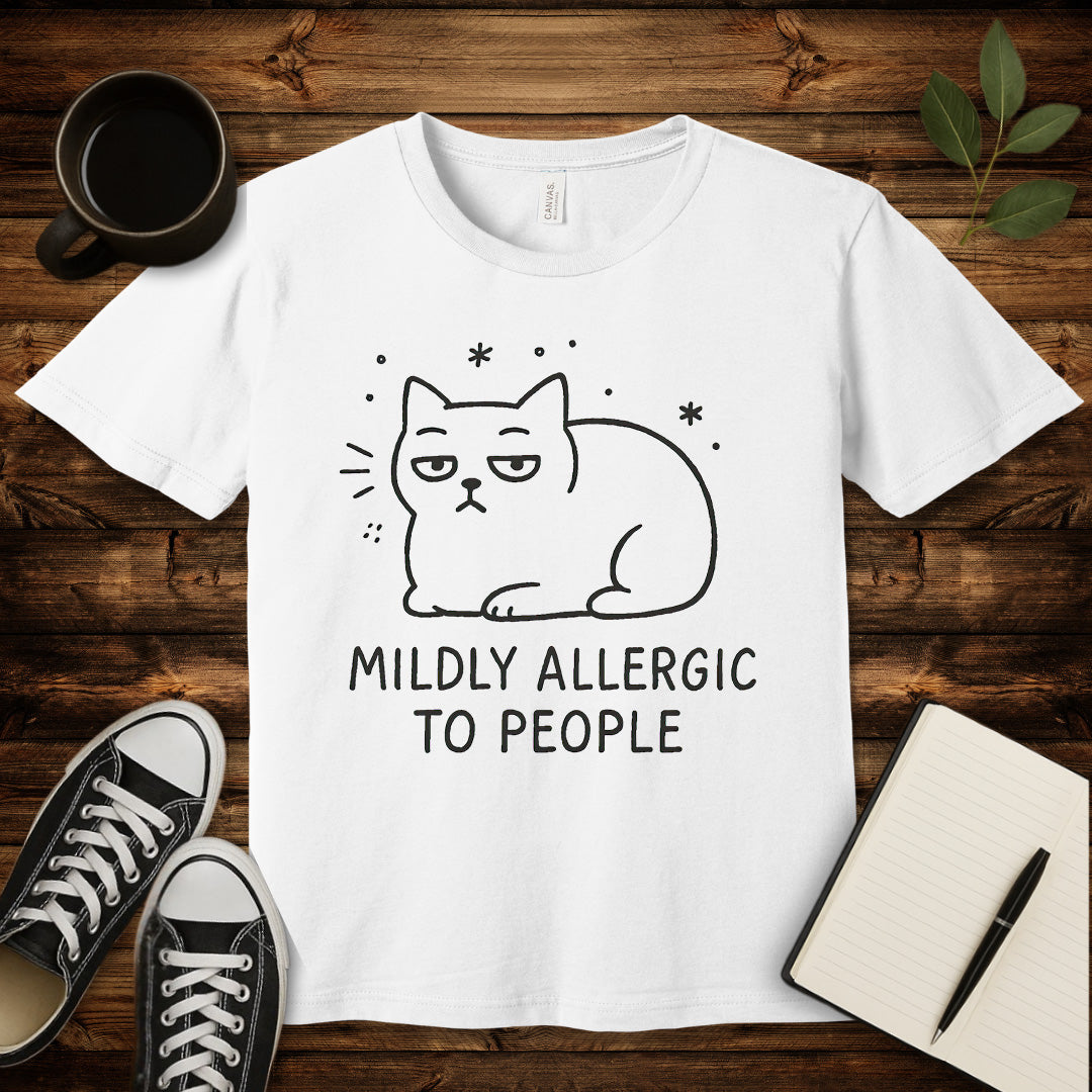 Mildly Allergic Cat T-Shirt-T-Shirt-White-S-wearable sarcasm by Savage Tee Society