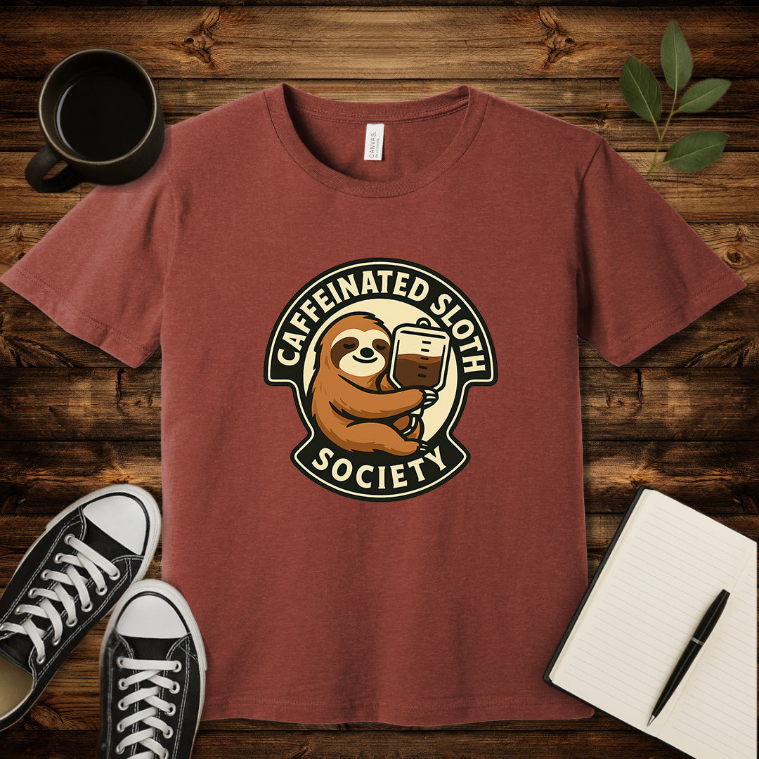 Caffeinated Sloth Society T-Shirt-T-Shirt-Heather Clay-S-wearable sarcasm by Savage Tee Society