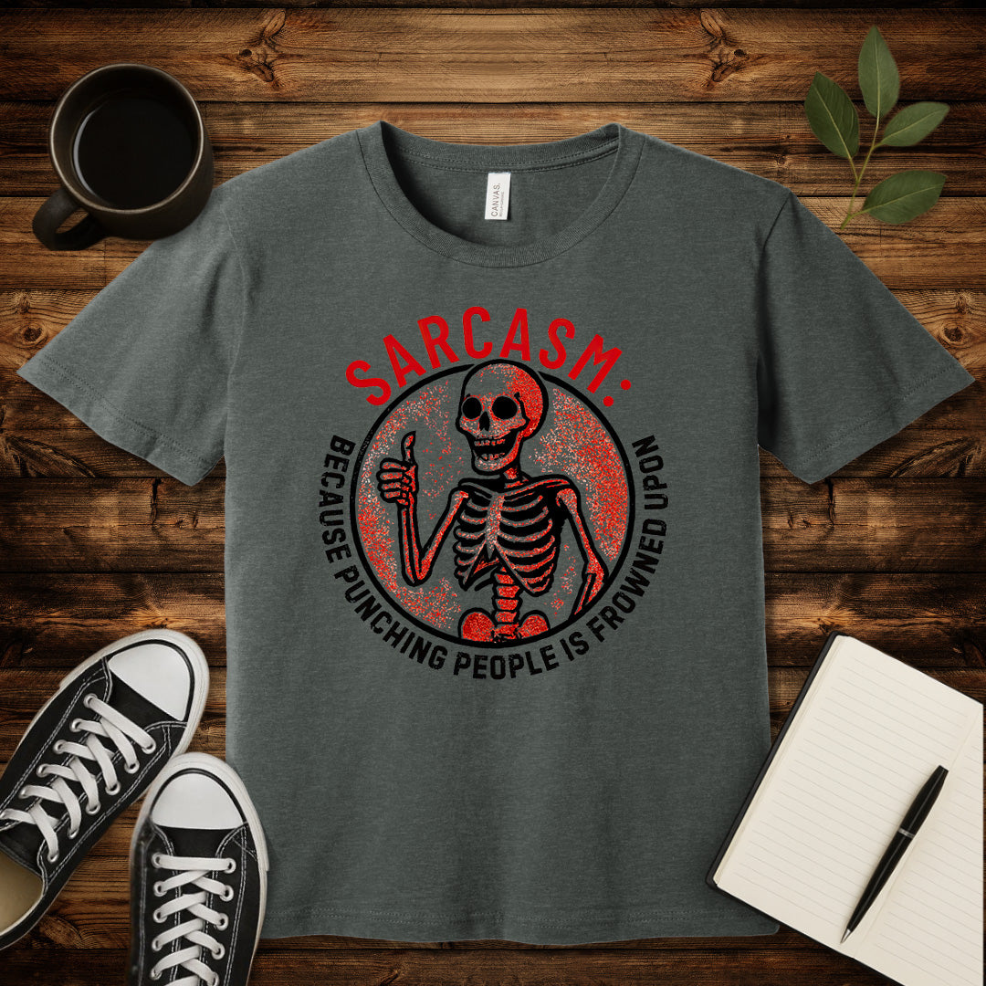 Sarcasm Skeleton T-Shirt-T-Shirt-Deep Heather-S-wearable sarcasm by Savage Tee Society