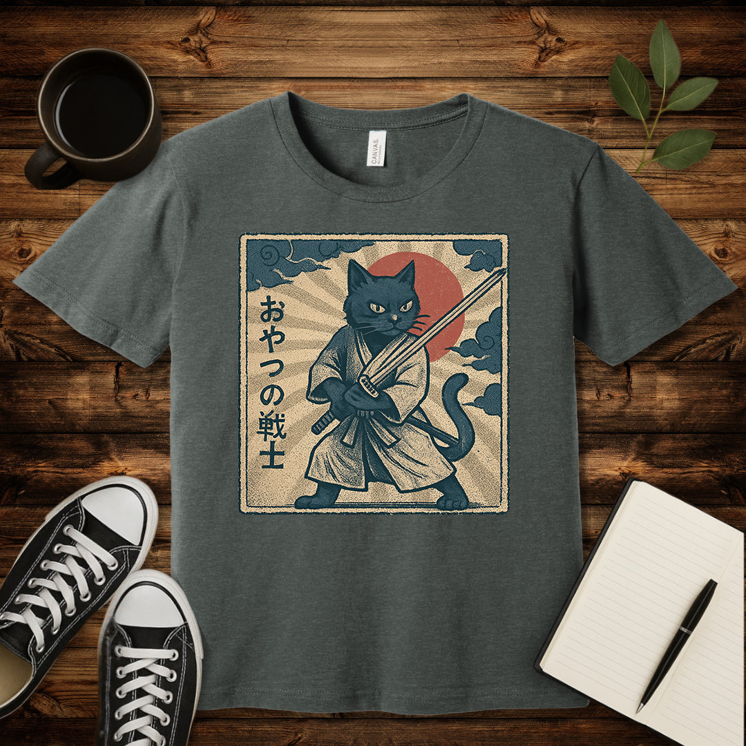 Samurai Cat T-Shirt-T-Shirt-Deep Heather-S-wearable sarcasm by Savage Tee Society