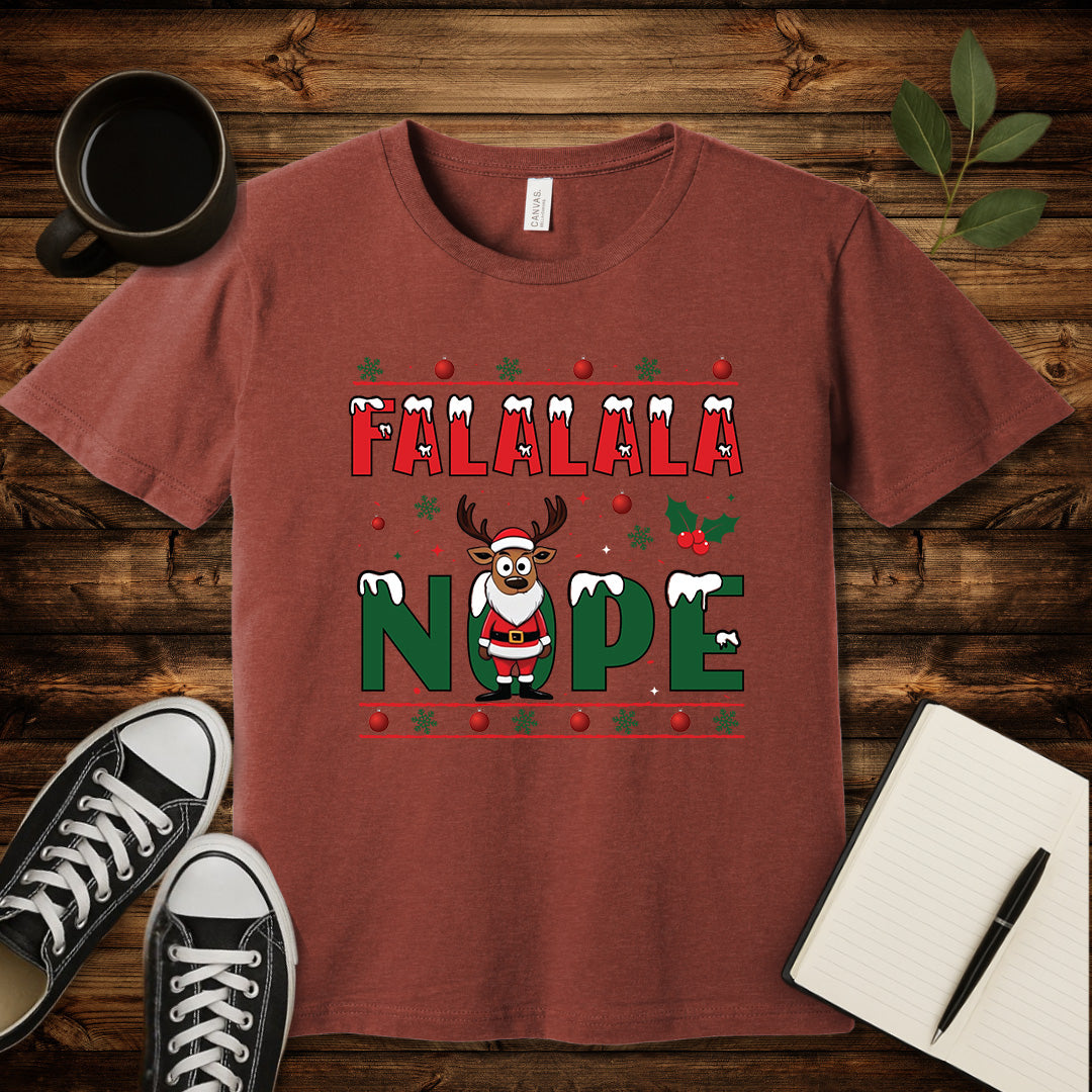 FALALALA NOPE T-Shirt-T-Shirt-Heather Clay-S-wearable sarcasm by Savage Tee Society