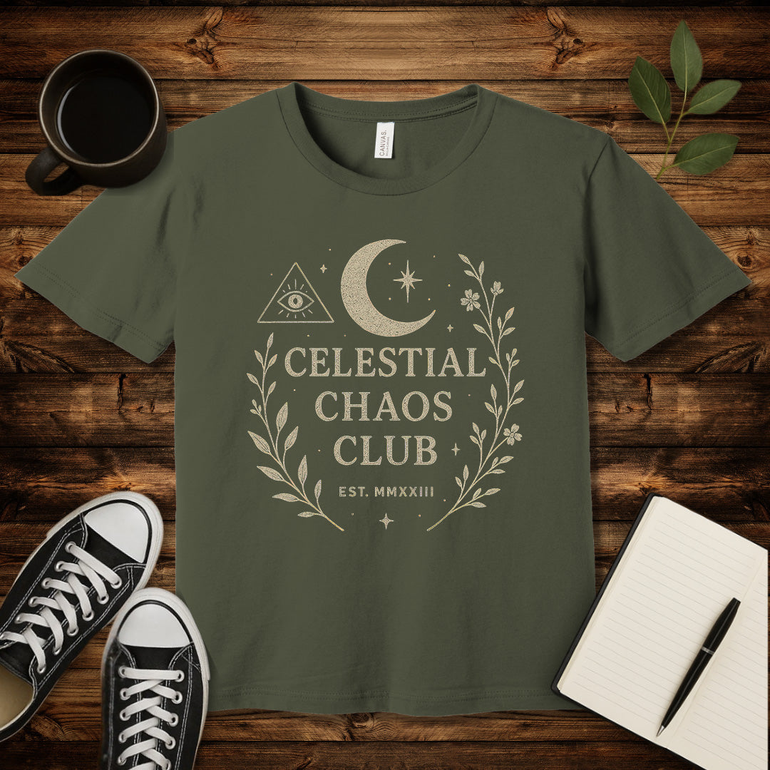 Celestial Chaos Club T-Shirt-T-Shirt-Army-S-wearable sarcasm by Savage Tee Society