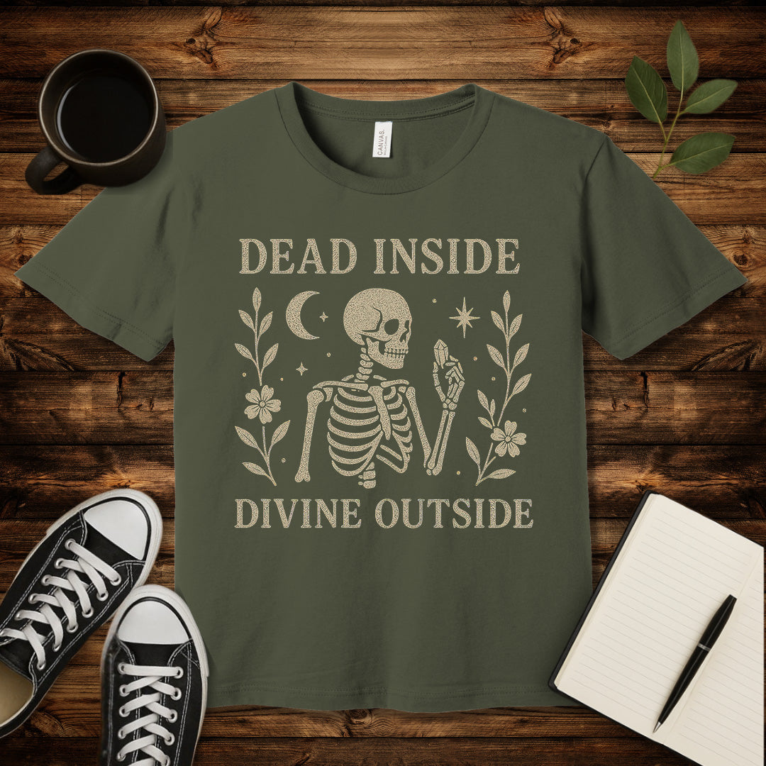Dead Inside Divine Outside T-Shirt-T-Shirt-Army-S-wearable sarcasm by Savage Tee Society