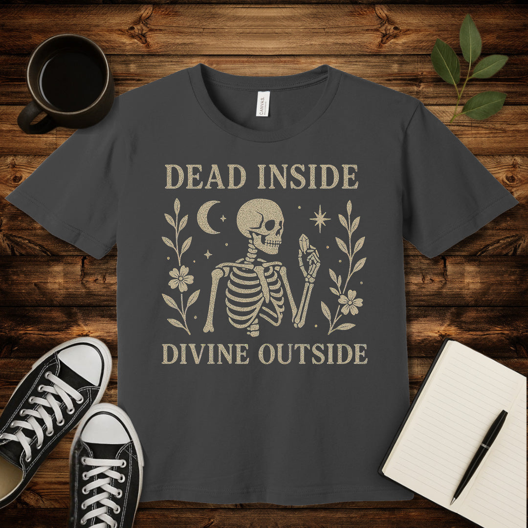Dead Inside Divine Outside T-Shirt-T-Shirt-Asphalt-S-wearable sarcasm by Savage Tee Society