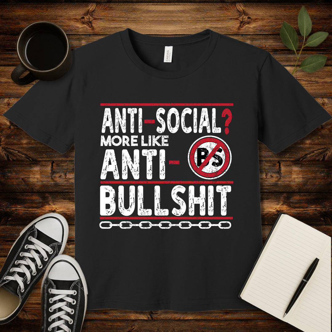 Anti-Social T-Shirt-T-Shirt-Black-S-wearable sarcasm by Savage Tee Society