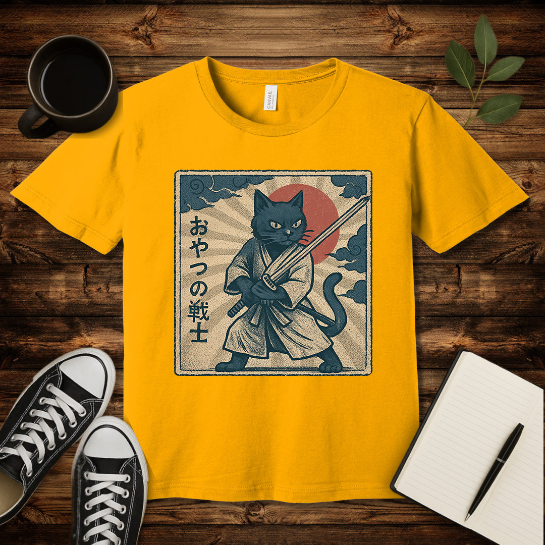 Samurai Cat T-Shirt-T-Shirt-Gold-S-wearable sarcasm by Savage Tee Society