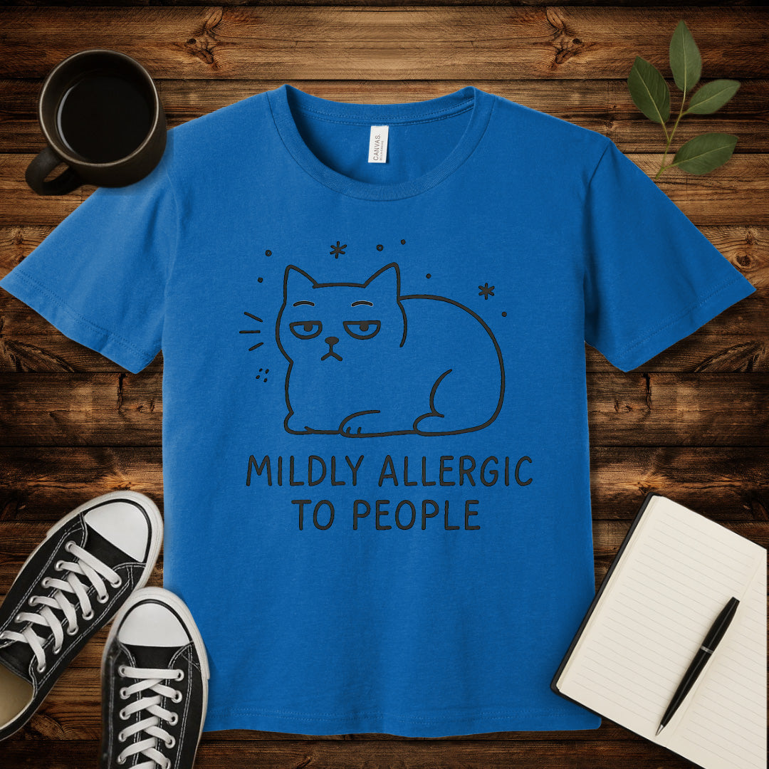 Mildly Allergic Cat T-Shirt-T-Shirt-Heather Columbia Blue-S-wearable sarcasm by Savage Tee Society