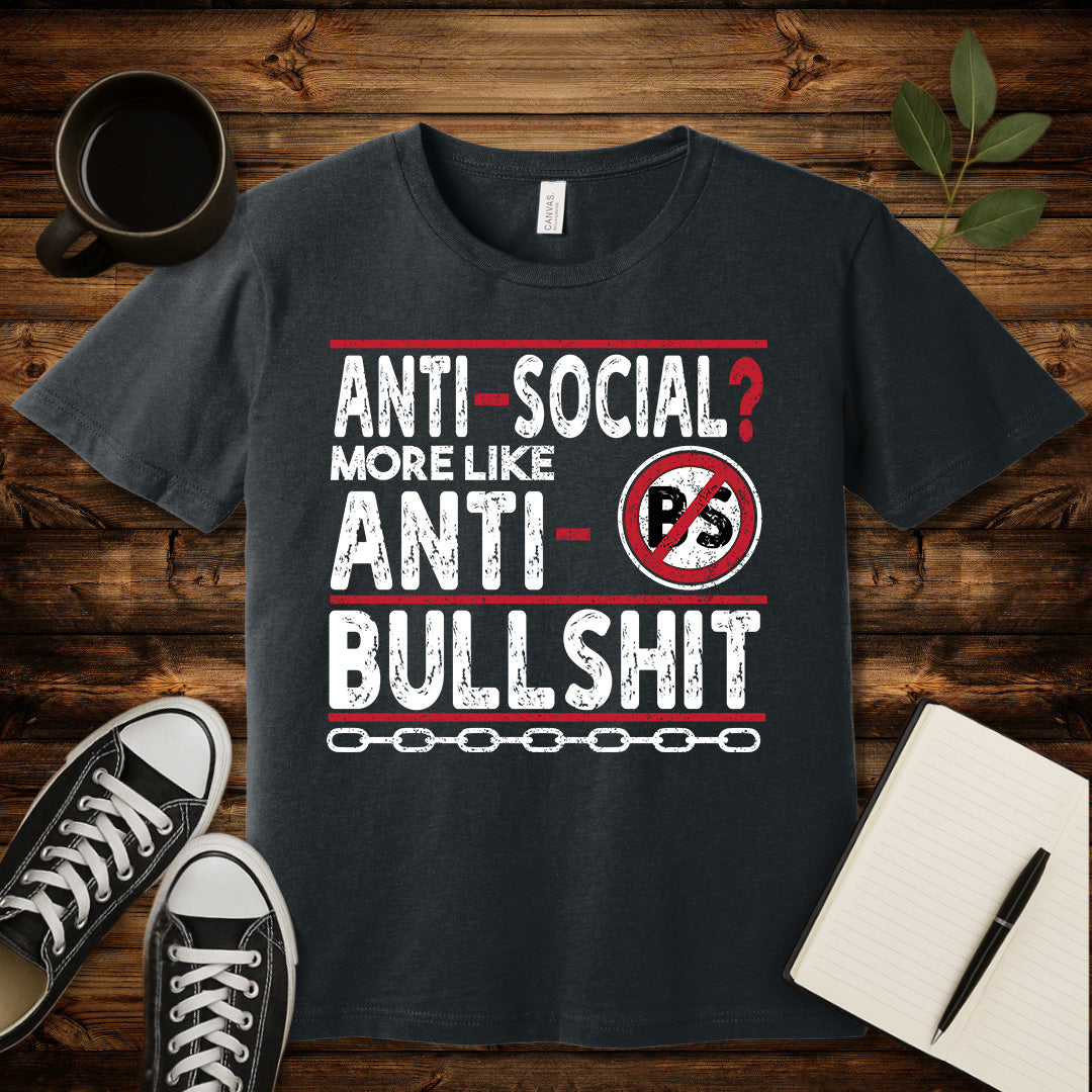 Anti-Social T-Shirt-T-Shirt-Dark Grey Heather-S-wearable sarcasm by Savage Tee Society
