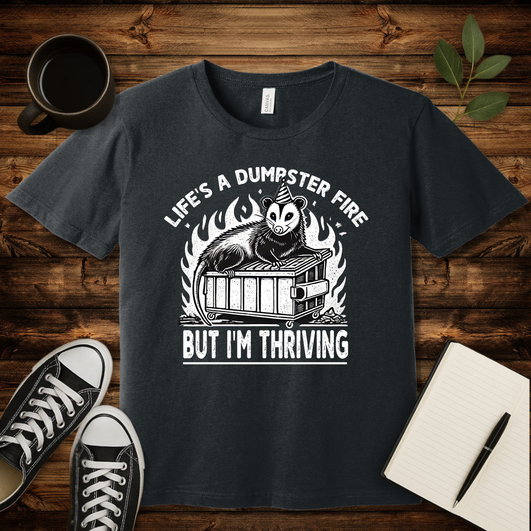 Life’s a Dumpster Fire T-Shirt-T-Shirt-Dark Grey Heather-S-wearable sarcasm by Savage Tee Society