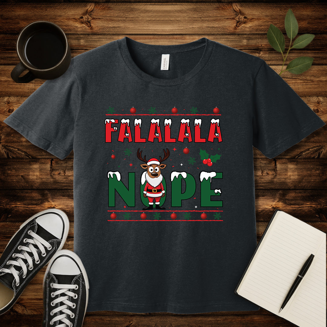 FALALALA NOPE T-Shirt-T-Shirt-Dark Grey Heather-S-wearable sarcasm by Savage Tee Society