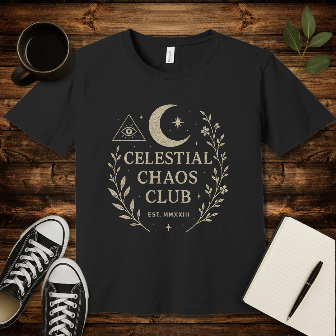 Celestial Chaos Club T-Shirt-T-Shirt-Black-S-wearable sarcasm by Savage Tee Society