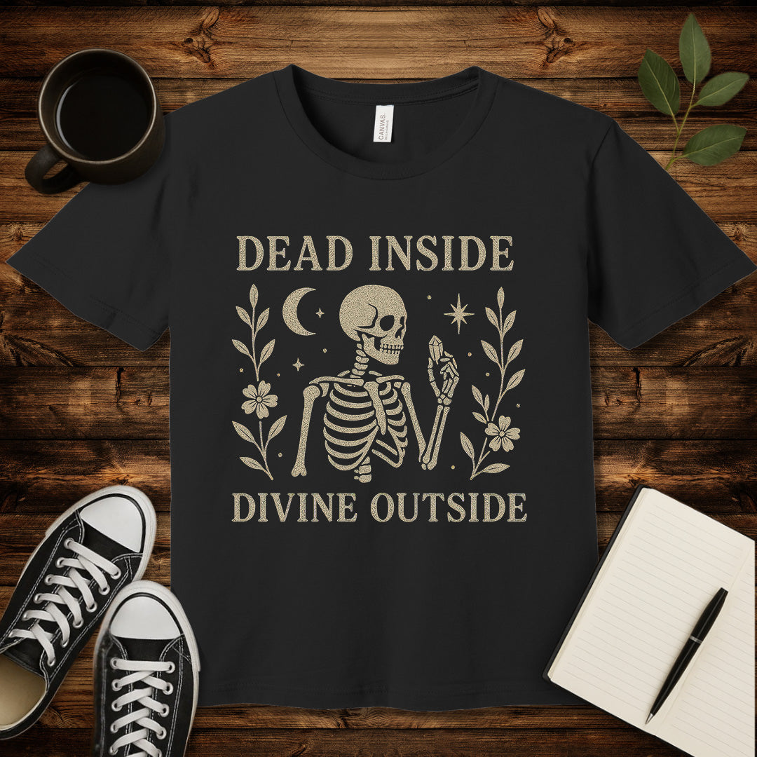 Dead Inside Divine Outside T-Shirt-T-Shirt-Black-S-wearable sarcasm by Savage Tee Society