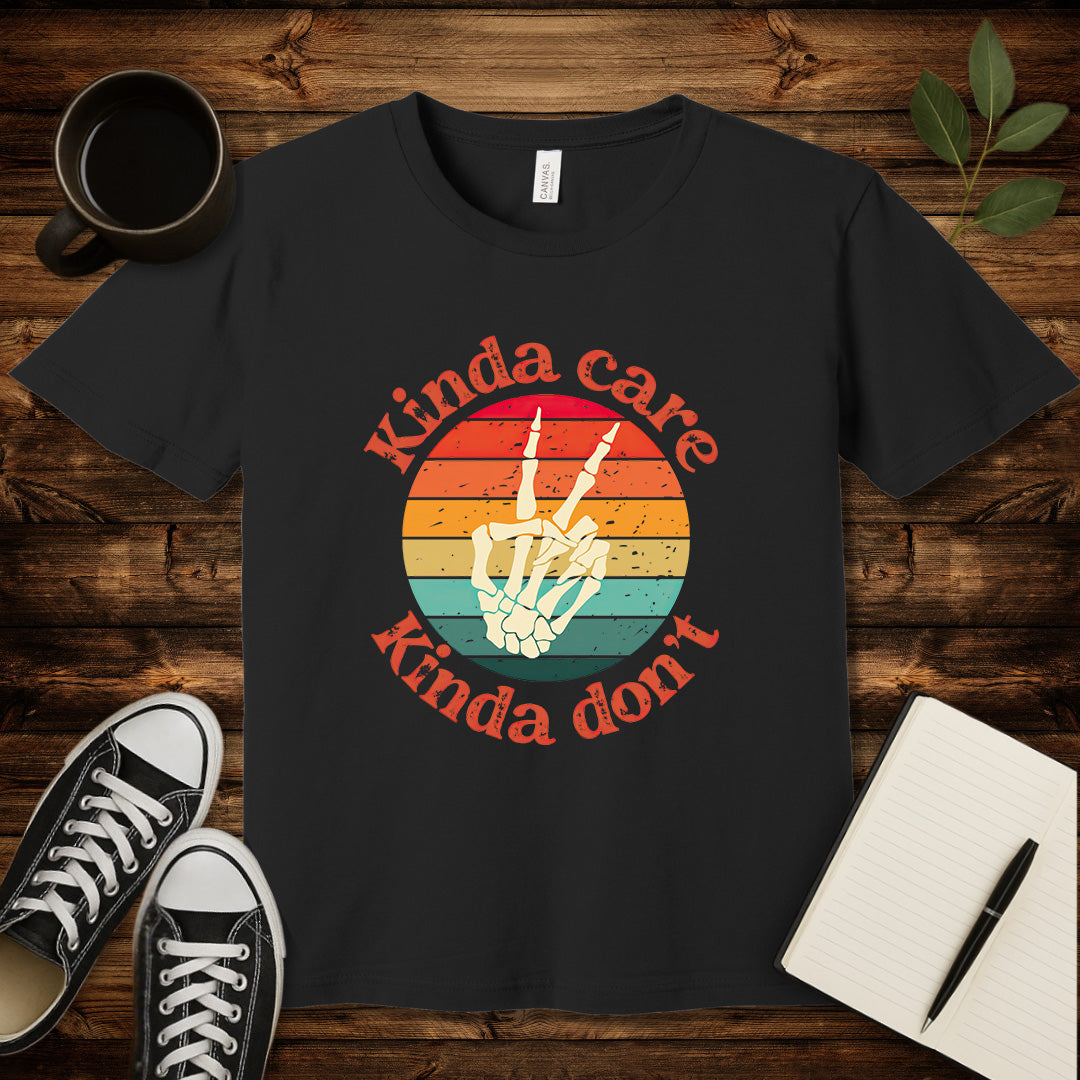 Kinda Care T-Shirt-T-Shirt-Black-S-wearable sarcasm by Savage Tee Society
