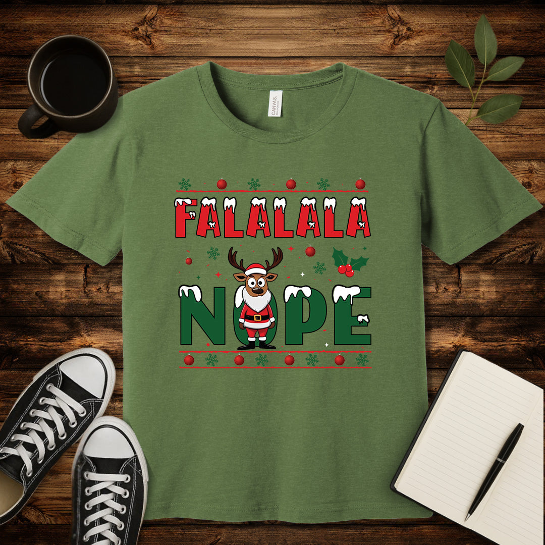 FALALALA NOPE T-Shirt-T-Shirt-Heather Green-S-wearable sarcasm by Savage Tee Society
