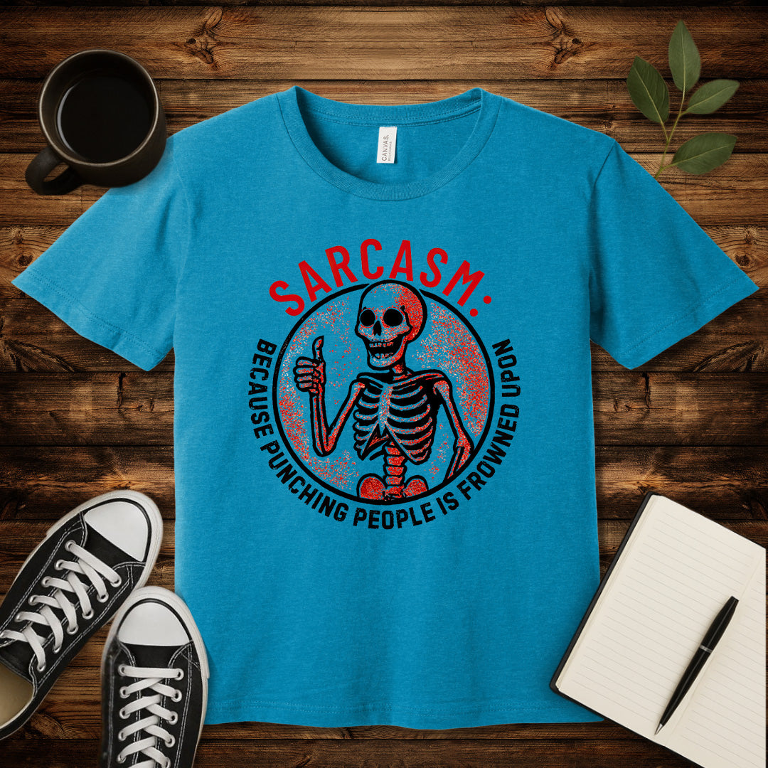 Sarcasm Skeleton T-Shirt-T-Shirt-Heather Aqua-S-wearable sarcasm by Savage Tee Society