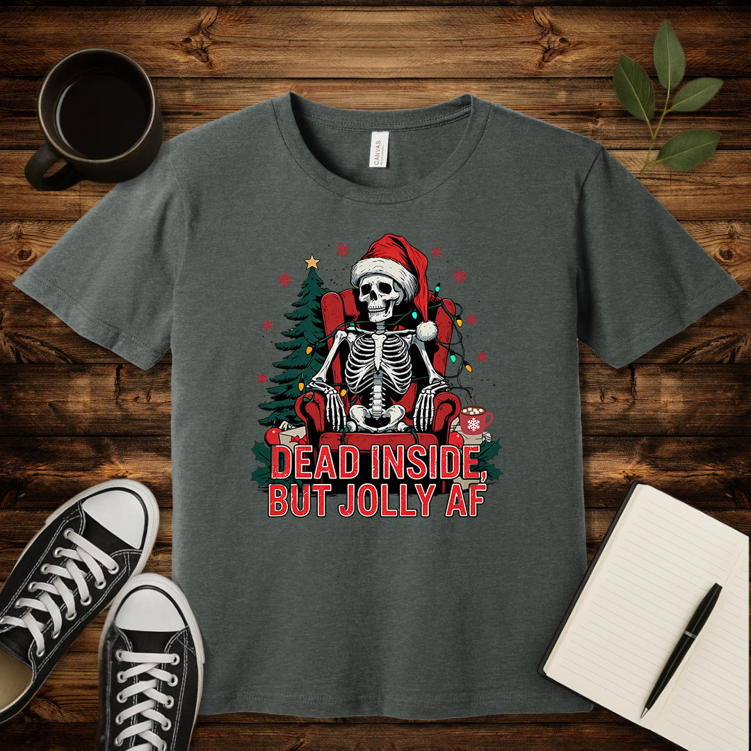 Dead Inside But Jolly AF T-Shirt-T-Shirt-Deep Heather-S-wearable sarcasm by Savage Tee Society