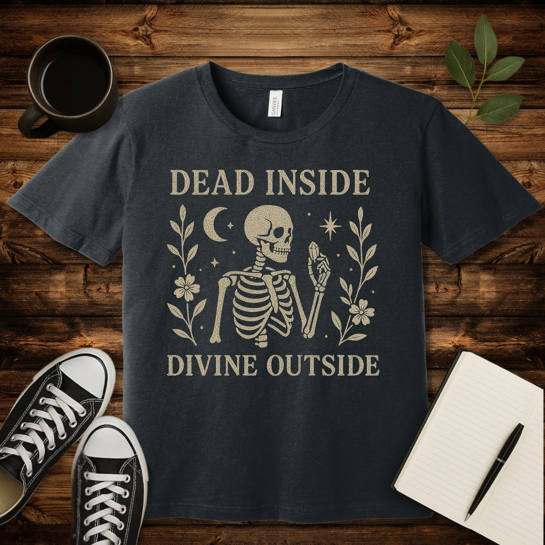 Dead Inside Divine Outside T-Shirt-T-Shirt-Dark Grey Heather-S-wearable sarcasm by Savage Tee Society