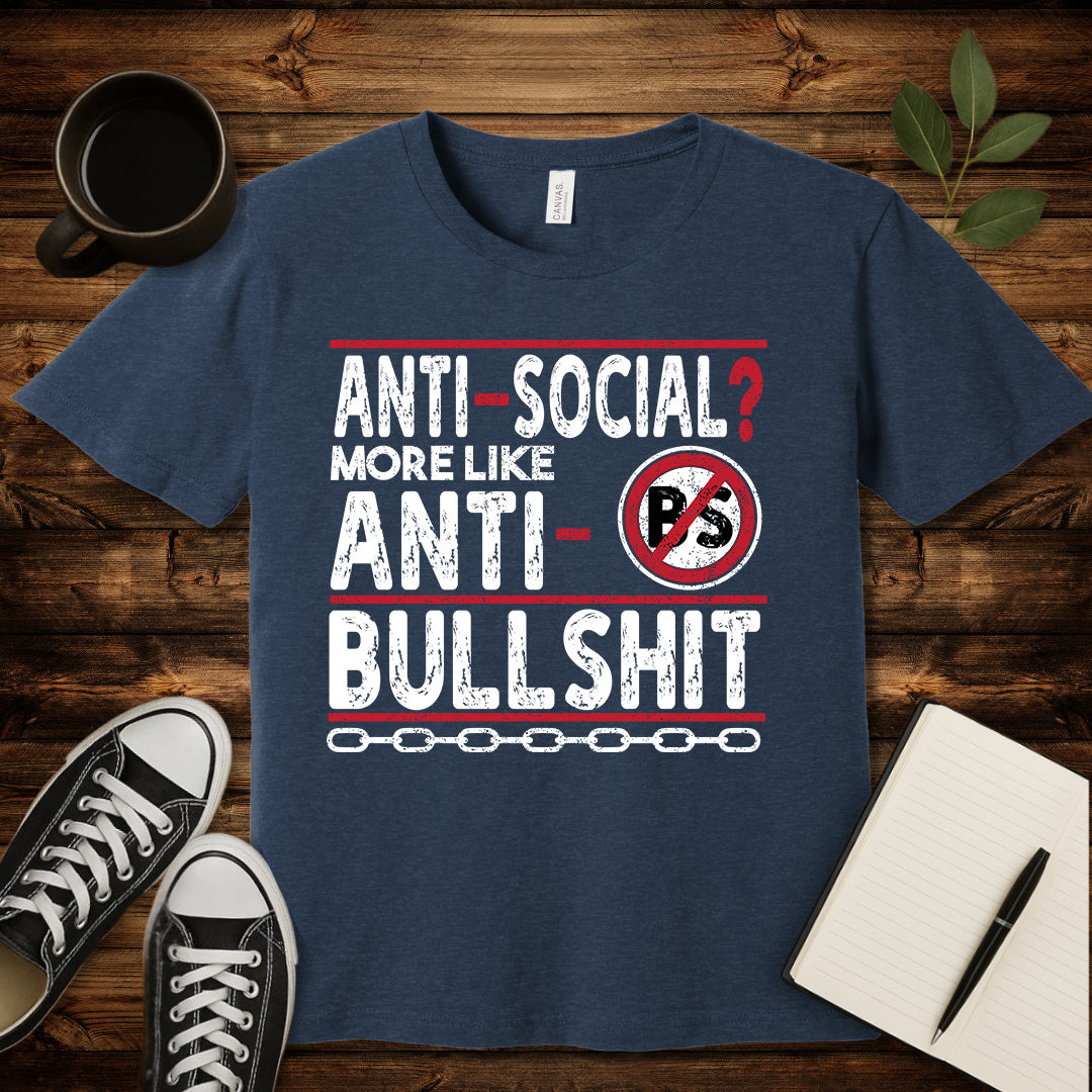 Anti-Social T-Shirt-T-Shirt-Heather Navy-S-wearable sarcasm by Savage Tee Society