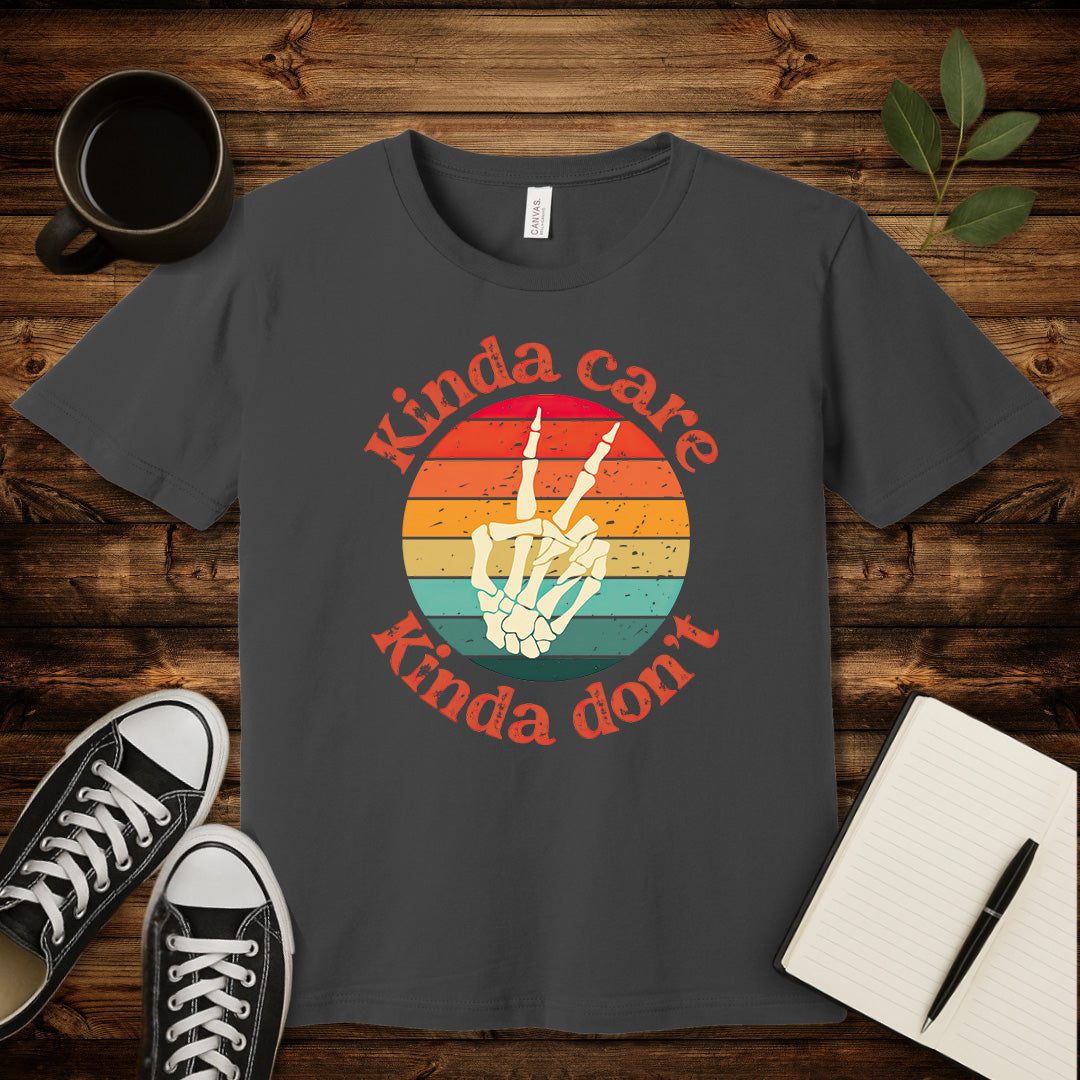 Kinda Care T-Shirt-T-Shirt-Asphalt-S-wearable sarcasm by Savage Tee Society