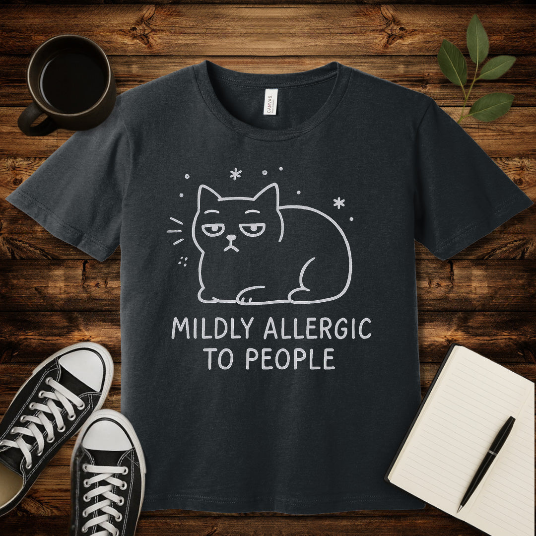 Mildly Allergic Cat T-Shirt-T-Shirt-Dark Grey Heather-S-wearable sarcasm by Savage Tee Society