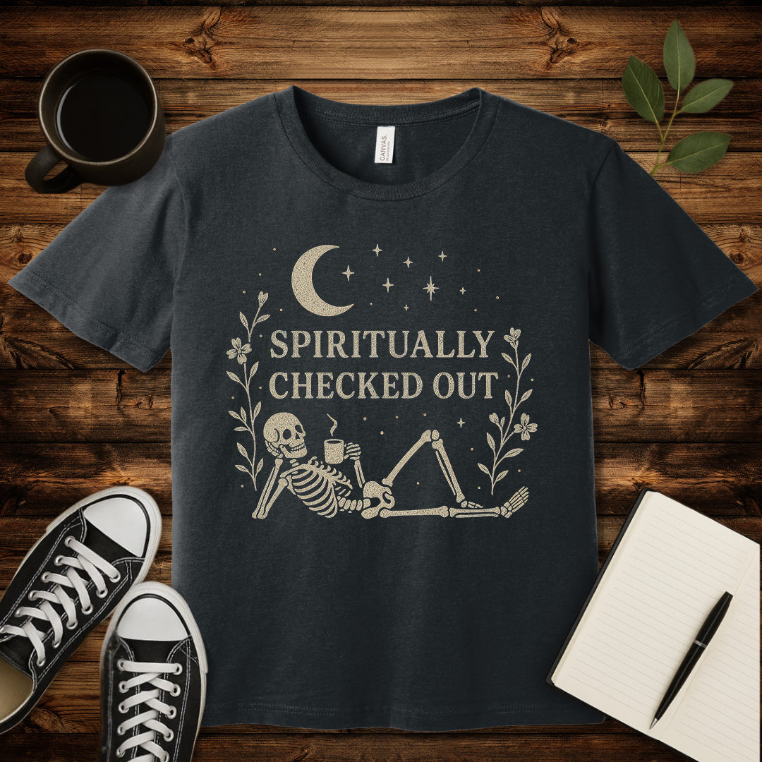 Spiritually Checked Out T-Shirt-T-Shirt-Dark Grey Heather-S-wearable sarcasm by Savage Tee Society