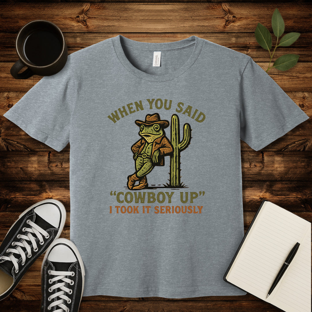 Cowboy Up T-Shirt-T-Shirt-Athletic Heather-S-wearable sarcasm by Savage Tee Society