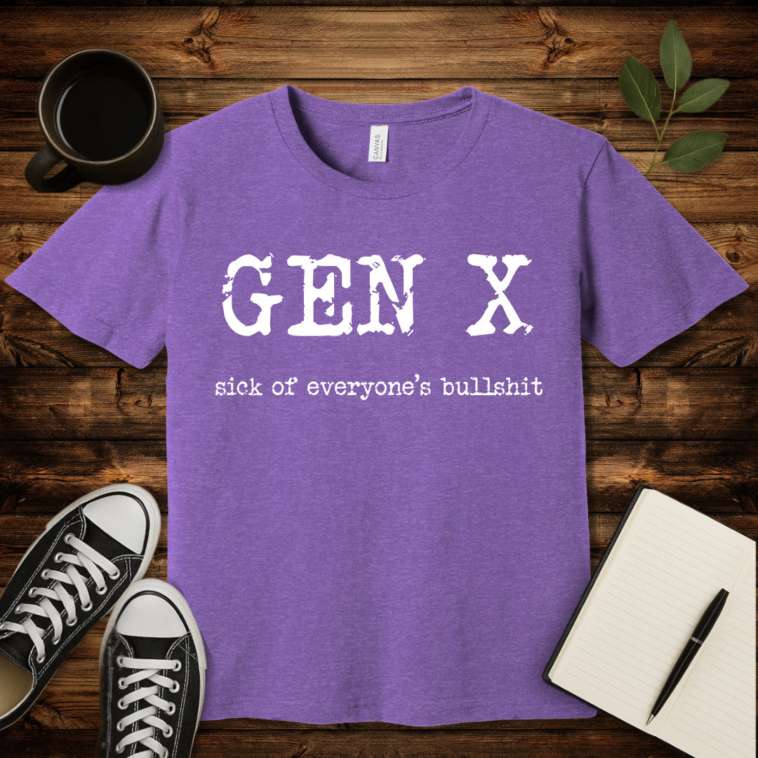 Gen X Rage T-Shirt-T-Shirt-Heather Team Purple-S-wearable sarcasm by Savage Tee Society