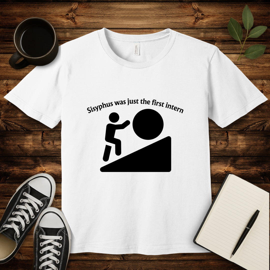 Sisyphus Intern T-Shirt-T-Shirt-White-S-wearable sarcasm by Savage Tee Society