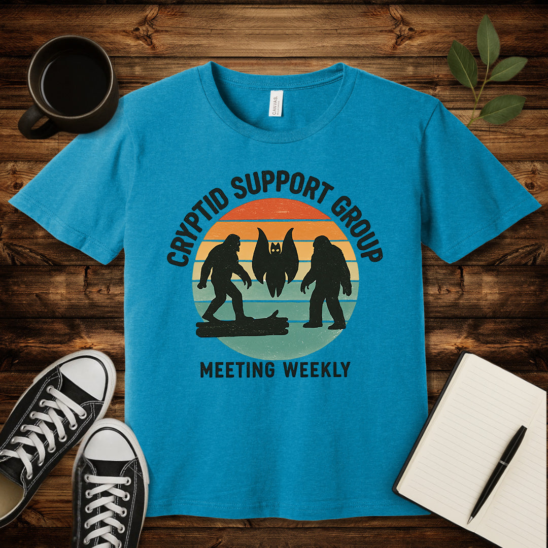 Cryptid Support Group T-Shirt-T-Shirt-Heather Aqua-S-wearable sarcasm by Savage Tee Society