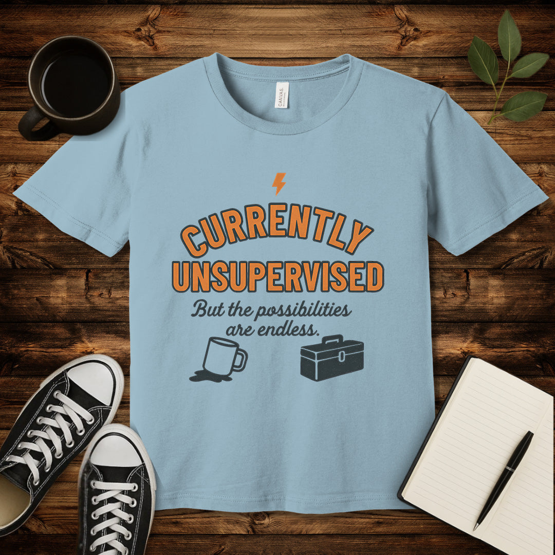 Unsupervised & Thriving Tee T-Shirt-T-Shirt-Light Blue-S-wearable sarcasm by Savage Tee Society