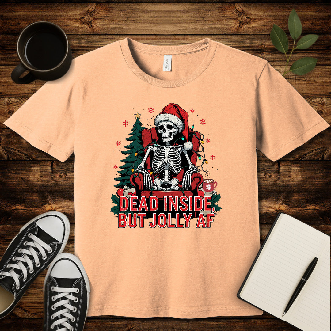 Dead Inside But Jolly AF T-Shirt-T-Shirt-Heather Peach-S-wearable sarcasm by Savage Tee Society