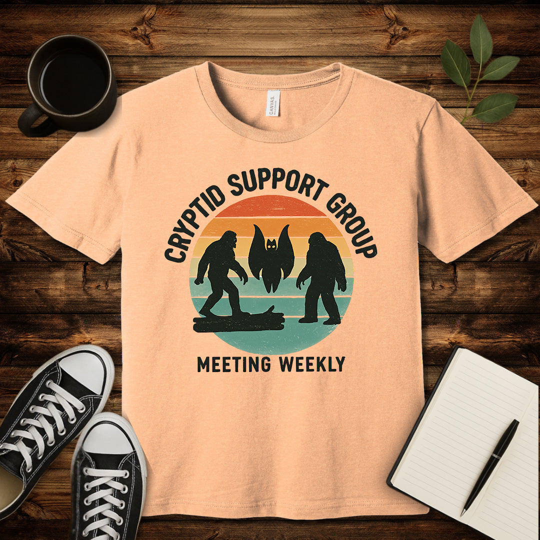 Cryptid Support Group T-Shirt-T-Shirt-Heather Peach-S-wearable sarcasm by Savage Tee Society