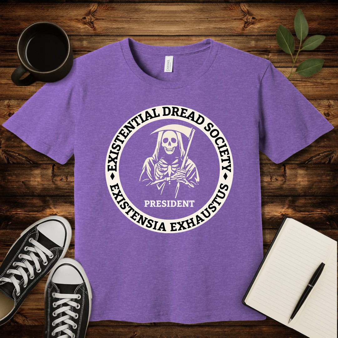 Existential Dread Society T-Shirt-T-Shirt-Heather Team Purple-S-wearable sarcasm by Savage Tee Society